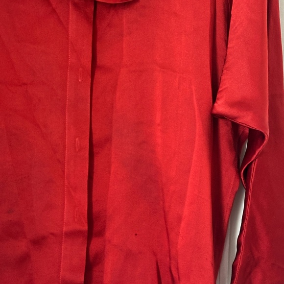 Vintage 70's 80's Christian Dior Tricots et Coordonnés Red Silk Blouse Tie 44 12 - Picture 2 of 10